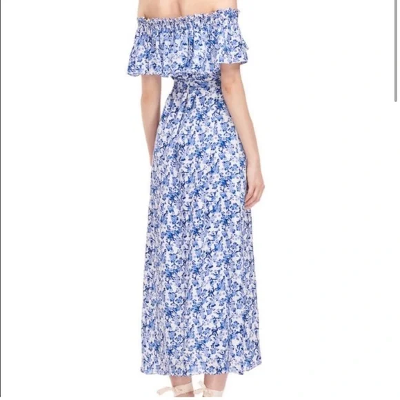 Rebecca Taylor Blue and White Off-Shoulder Aimee Dress - Picture 5 of 8